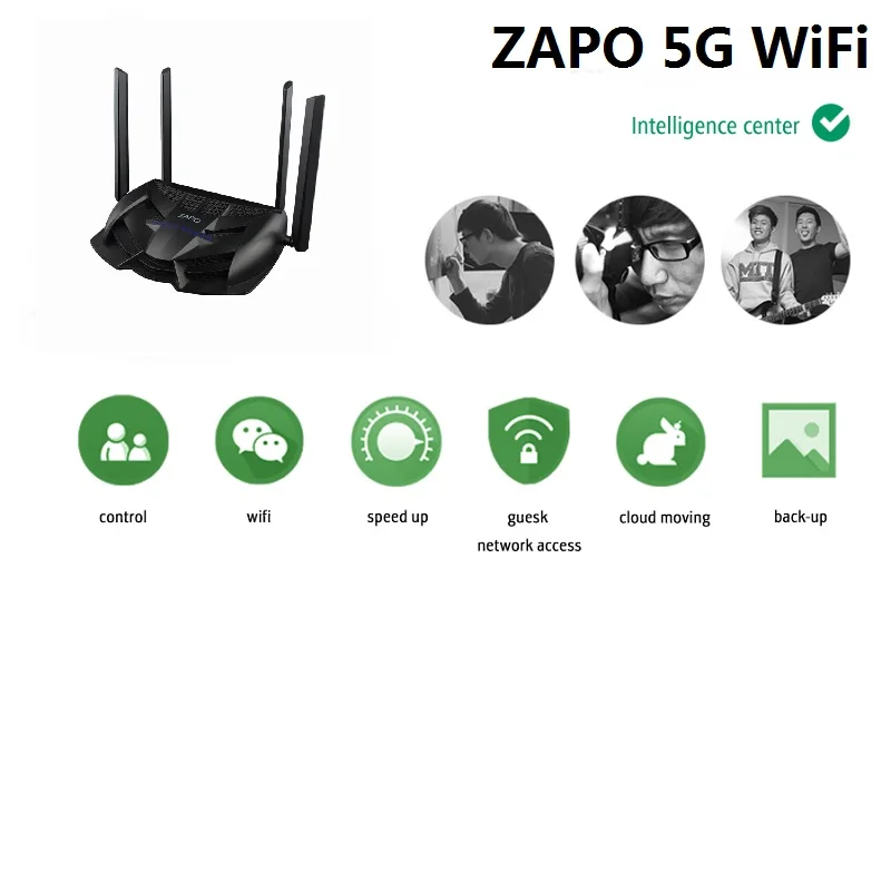  Zapo 1200Mbps Dual Band Usb Wireless Network Ac 2.4Ghz/5Ghz Gaming Router Intelligent Repeater Eu P