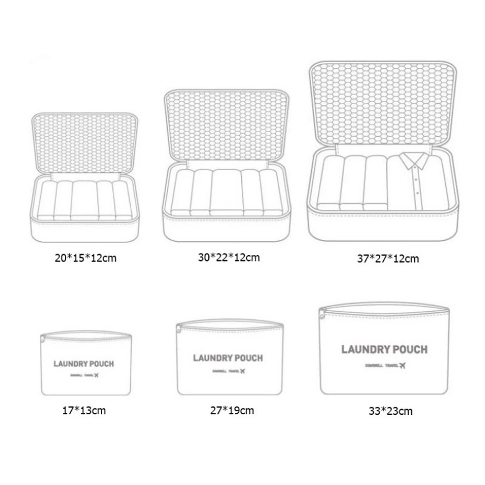Модный стильный комплект из шести предметов, переносная нейлоновая дорожная сумка для хранения, упаковка для одежды, куб, органайзер для