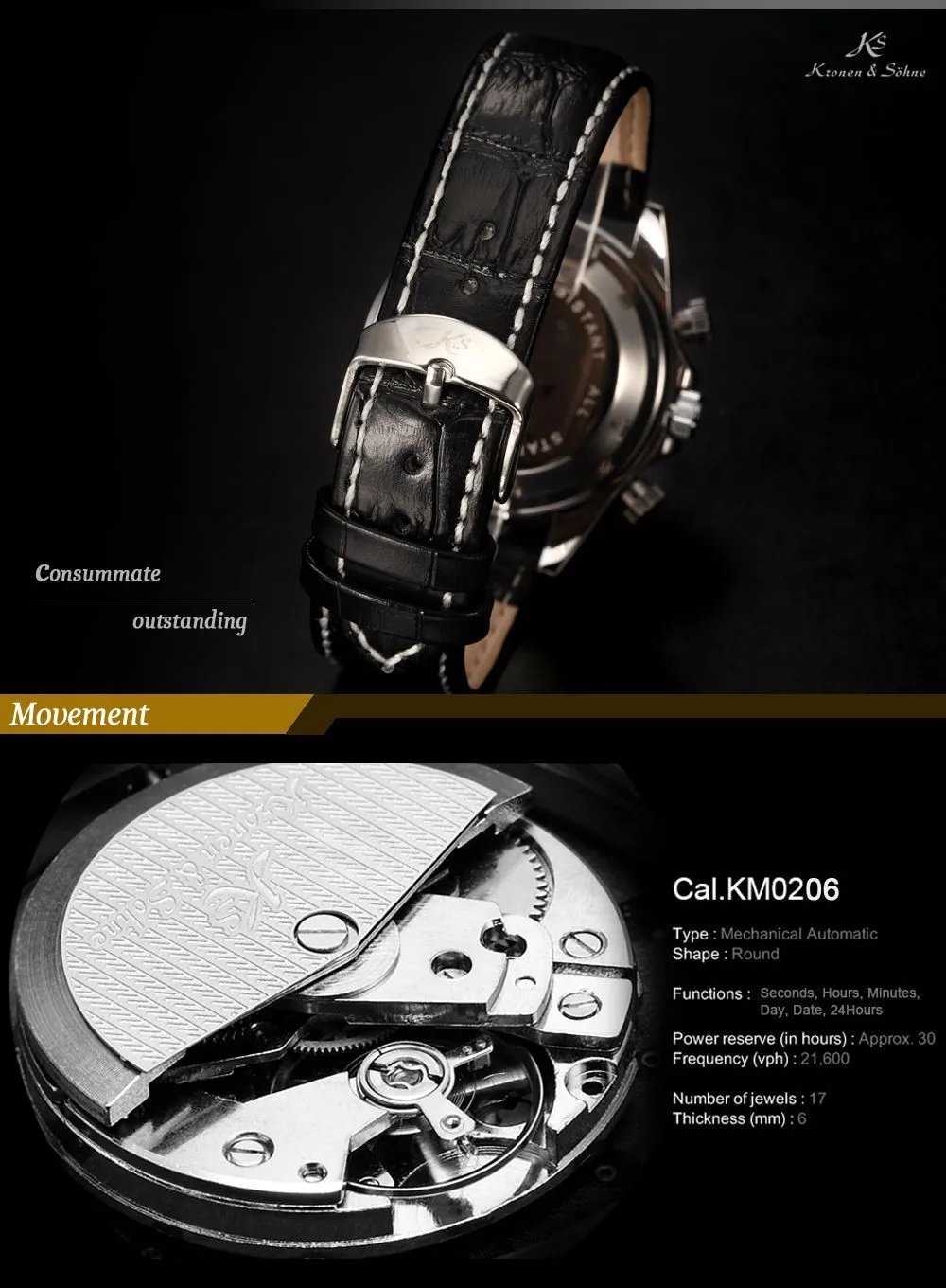 Ks Императорский Календарь день дата дисплей мужские часы Relojes черная кожа полностью стальные автоматические механические часы с автоматическим подзаводом/KS165