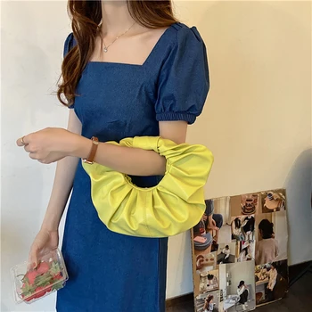 

Fashion Design Ladies Shoulder Messenger Bags Vintage Fold Soft PU Leather Women Small Handbags Female Round Tote Clutch Purse