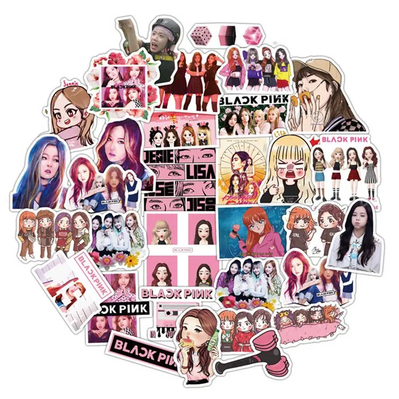 54 шт./компл. Лидер продаж Blackpink Чемодан Тетрадь мультфильм кавайные этикетки DIY альбом Скрапбукинг Студент Дети вентиляторы подарок