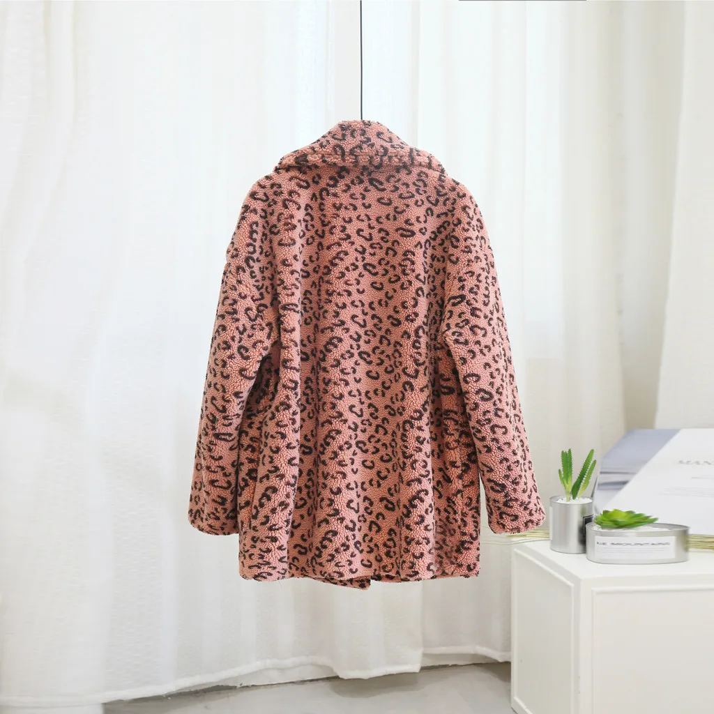 SAGACE, зимнее Новое леопардовое двубортное шерстяное пальто, женская куртка для отдыха, женское Свободное пальто большого размера, Шерстяное приталенное пальто
