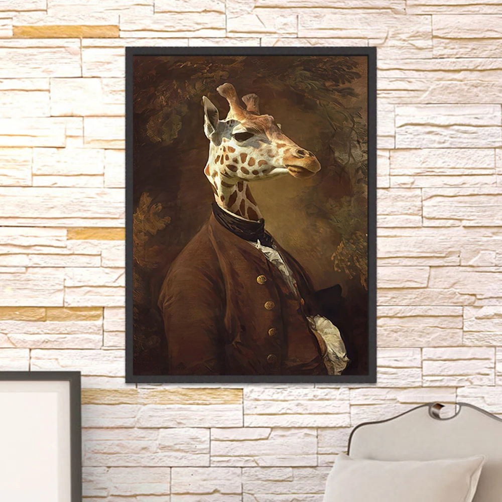 Giraffe in Dress Classical Canvas Paintings On the Wall Art Posters And Printing Wall Pictures for Living Room Home Unstertched