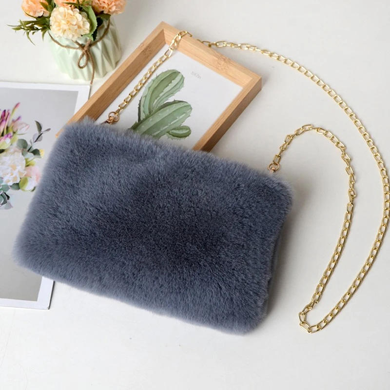 Winter Fake Rabbit Hair Tote Bag Simple Solid Colour Soft Plush Handbag  Female Chain Shoulder Crossbody Bag Warm Faux Fur Bag - AliExpress