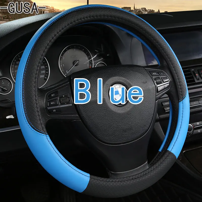 blue Искусственная кожа Чехол рулевого колеса автомобиля для peugeot 207 2006- Fiat Scudo 2010- Expert 2008- Partner 2009 - Название цвета: blue
