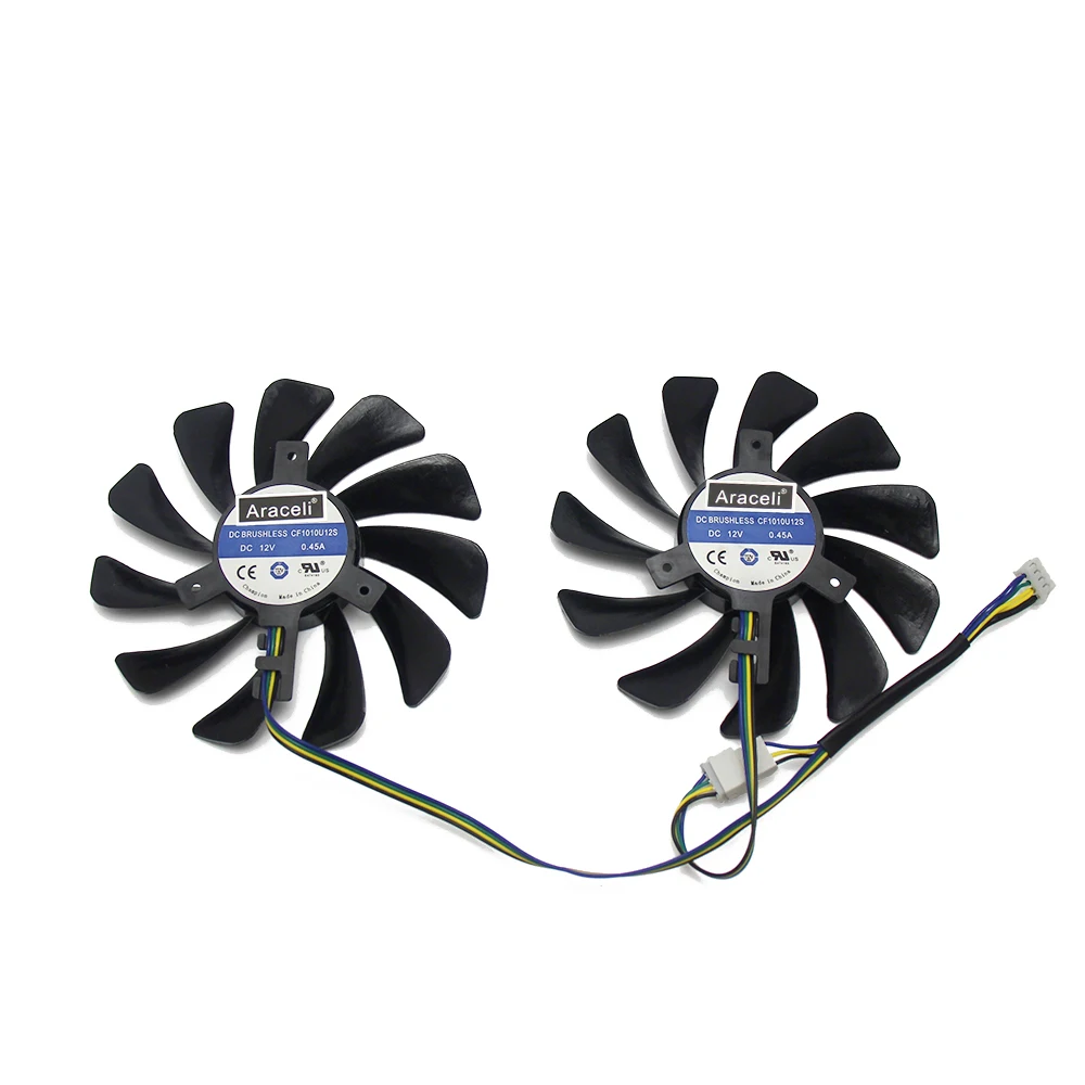 2 шт./set95MM FDC10U12S9 C CF1010U12S CF9010H12S XFX RX580 охлаждающий вентилятор GPU для его RX 590 580 570