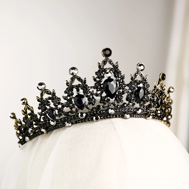 大人のための黒の花嫁の王冠,結婚式のティアラ,王女,新年の誕生