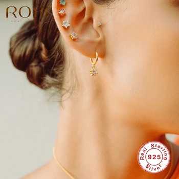 

ROXI Five-Pointed Star Crystals Hoop Earrings for Women Drop Wedding Earrings Cartilage 925 Sterling Silver Jewelry Pendientes