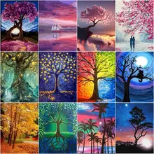 

GATYZTORY 40x50cm Oil Painting By Number Tree For Adults Children HandPainted Art Pictures By Number Kits DIY Gift For Living Ro