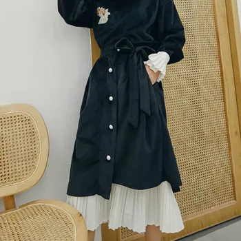 

TVVOVVIN 2019 New Fashion Autumn Skirt Women Single Brested Velvet Strap Pleated Skirt Female Contract Tide Loose Casual B721