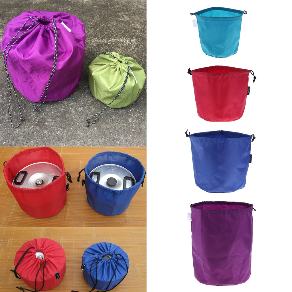 

4pcs Camping Tableware Pot Storage Bag Drawstring Organize Picnic Plate Bowl for BBQ Hiking Fishing Backpacking
