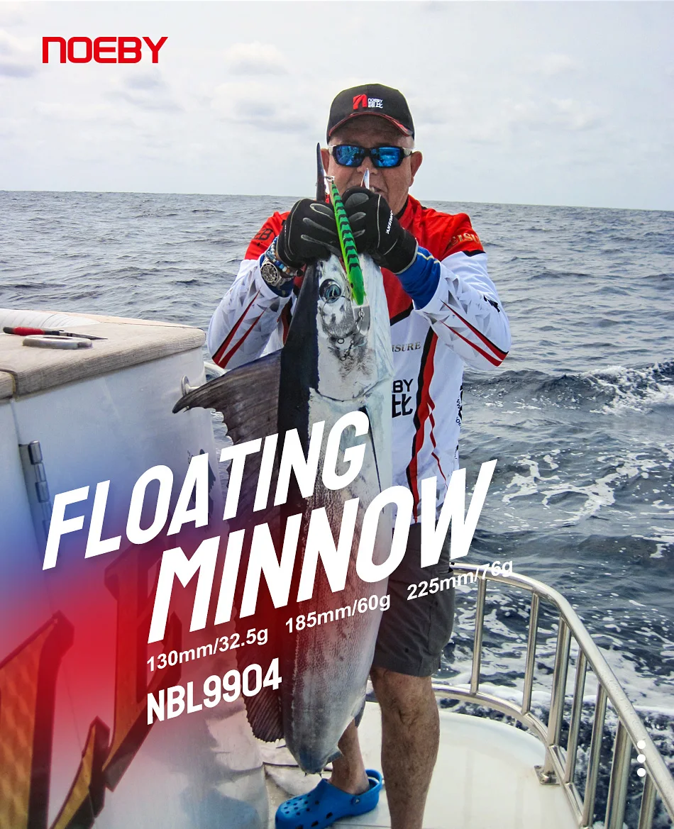 NOEBY 130 mm 225 mm schwimmende 185 mm sinkende Trolling-Minnow-Angelköder, Stahllippe, künstliche Köder für Thunfisch, Meeresangelköder – Detail 11