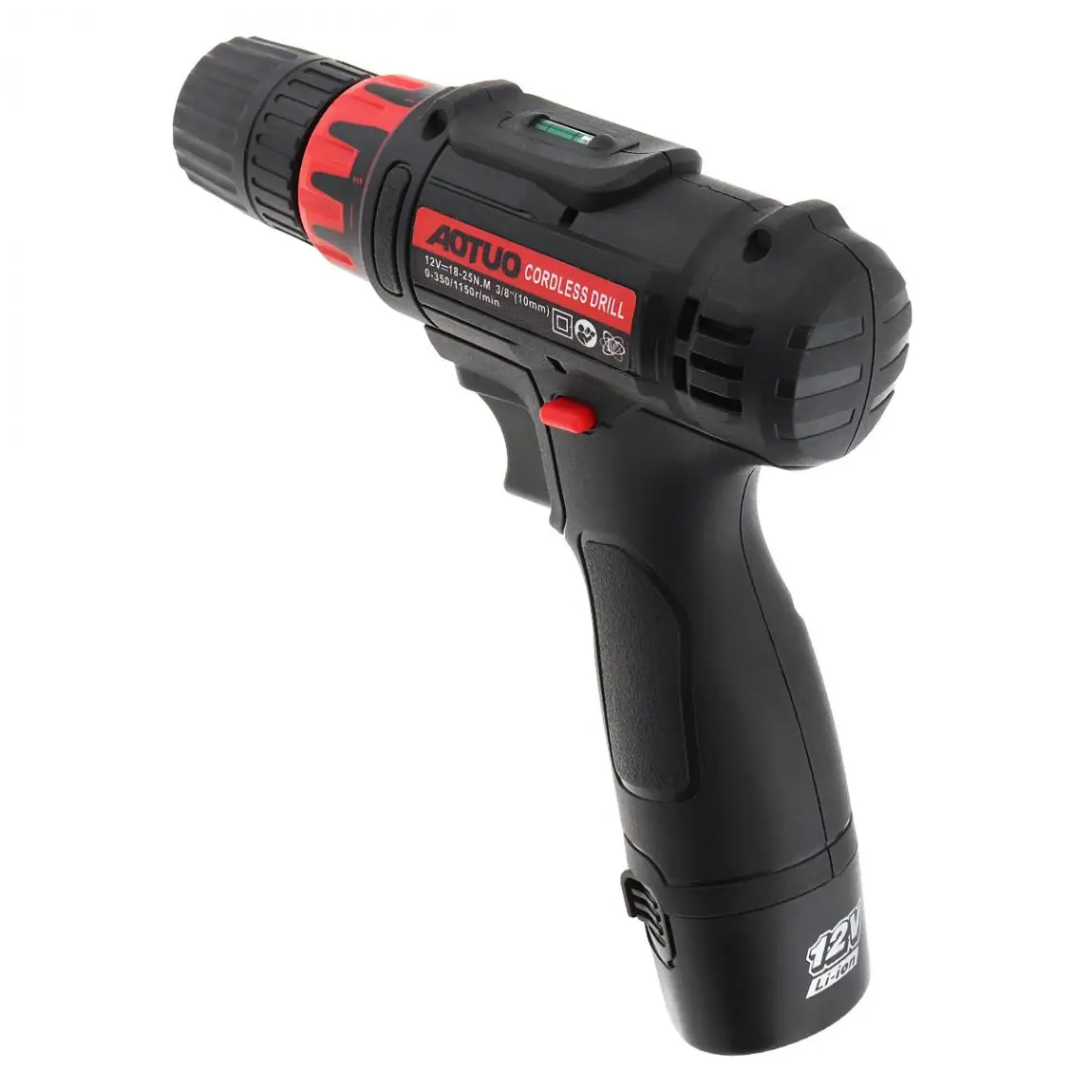 AOTUO AC 100-240 V Беспроводная 12V Бытовая литиевая электрическая дрель с переключателем вращения и крутящим моментом для обработки винтов/штамповки
