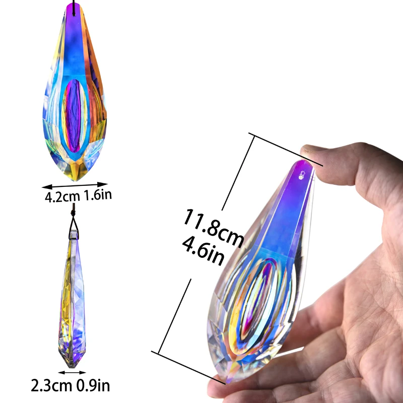 120mm Large Crystal Suncatcher AB Coating Faceted Crystal Prisms Drop Pendant Rainbow Window Garden Hanging Decoration