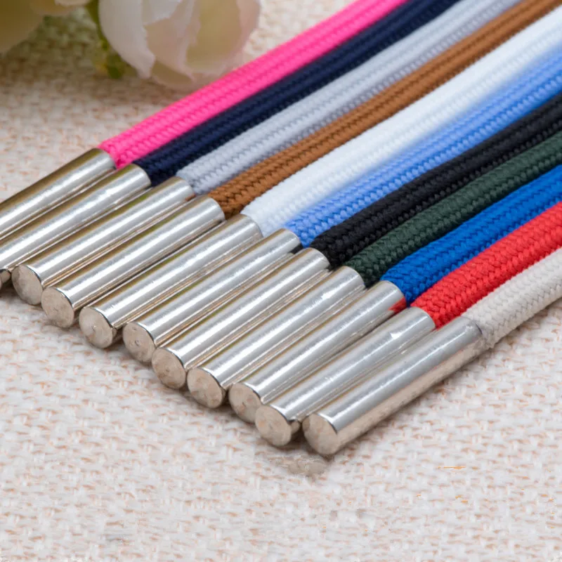 1Pc Solid Color Polyester Cord 140CM Copper Bead Caps Decorative Cap Rope For Sweater Sports Pants Waist Rope Belt