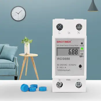 

New WIFI Din Rail AC 90-250V Single Phase Energy Meter Switch Timer Power Monitor