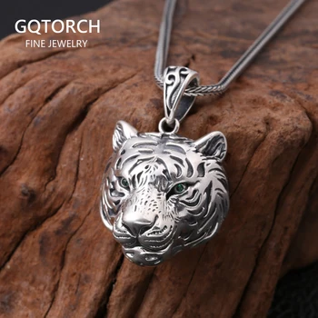 

Real Pure Sterling Silver 925 Tiger Pendant For Men Cool Punk Rock Pendants Personalized Viking Jewelry