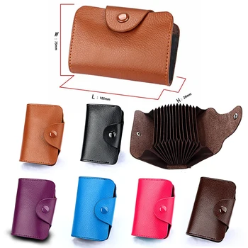 

Pu Leather Organ Bag Card Bags Men Women Hasp Opening Wallets For Credit Id Cards Simple Design Plain Short Section Bags