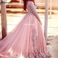 Бальное платье с длинными рукавами мусульманское вечернее платье Выпускное Платье es с платье для выпускного вечера с блестками