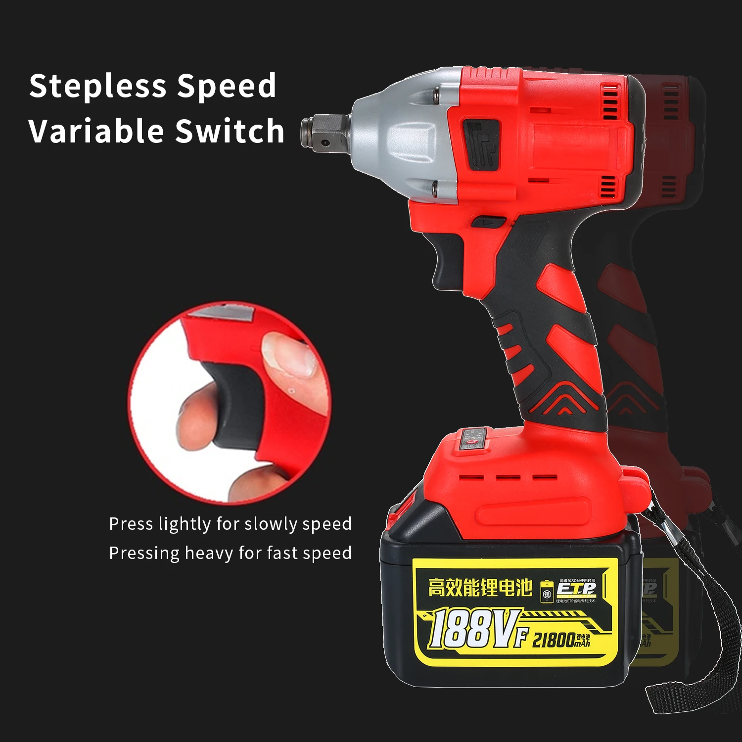 

Brushless Cordless Impact Electric Wrench 530Nm 21800mah Torque Household Car/SUV Wheel 1/2" Socket Wrench Power Tool