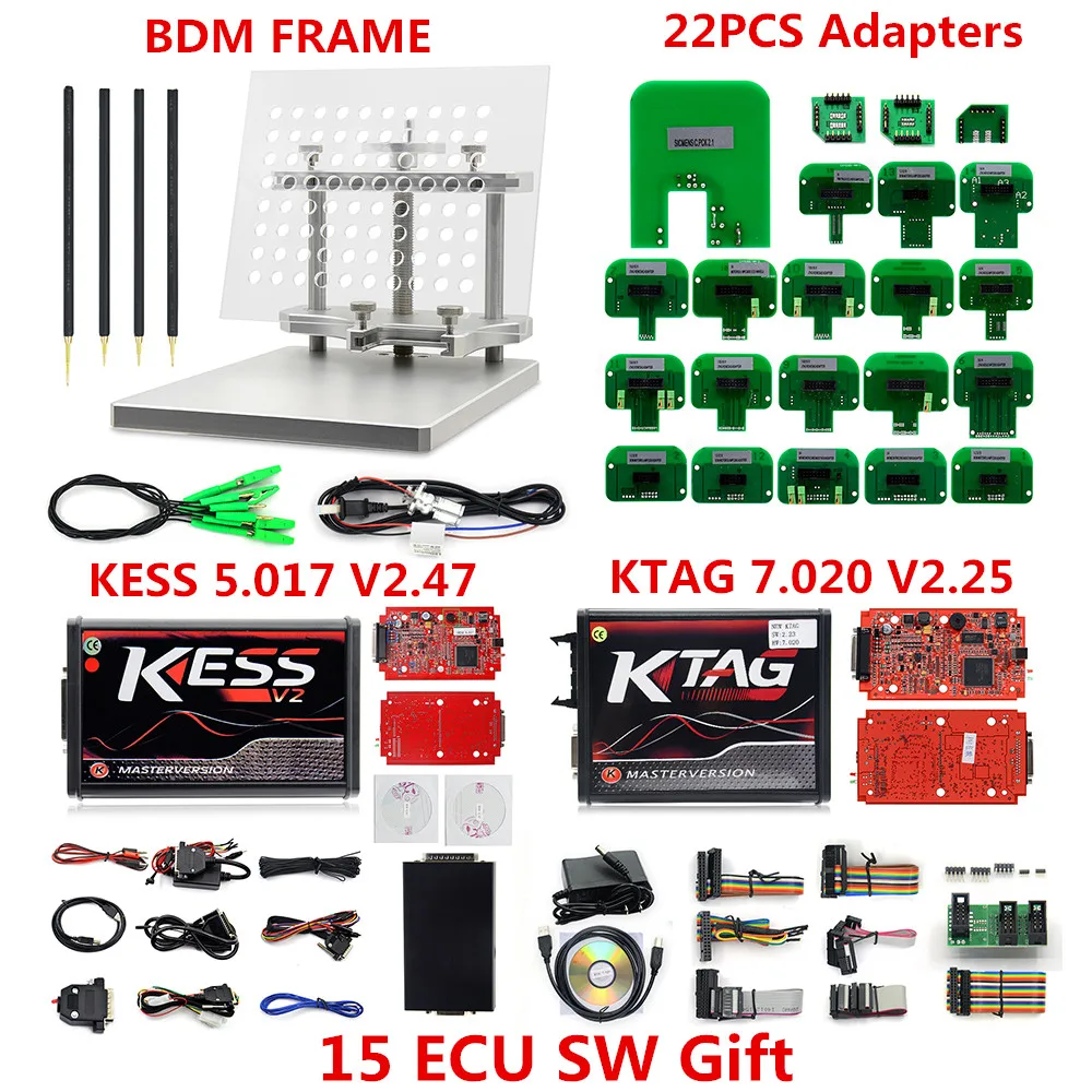 Полный комплект Ktag 7,020 KESS V2 5,017 V2.47 красный светодиодный Матрица для режима отладки для центрального блока системы электропитания чип Тюнинг инструмент K-TAG V7.020 KESS V5.017 Мастер онлайн Версия ЕС