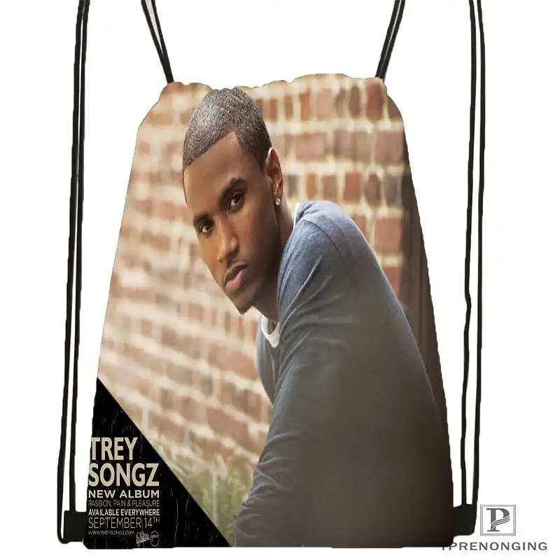 Индивидуальная походная сумка на шнурке Trey-Songz-Atlantic для мужчин и женщин, милый детский рюкзак(черная спинка) 31x40 см#20180611-03-149