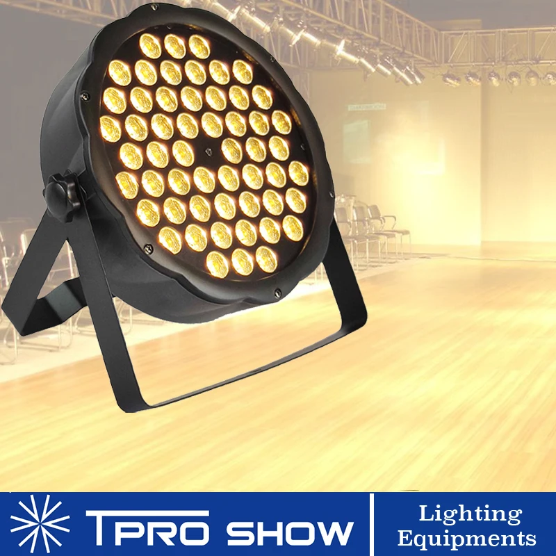 

54x3W Warm White LED Light Dmx Flat Par Dj Disco Light Projector Dmx For Wedding Party Stage Lighting Effect UV Black Light RGBW