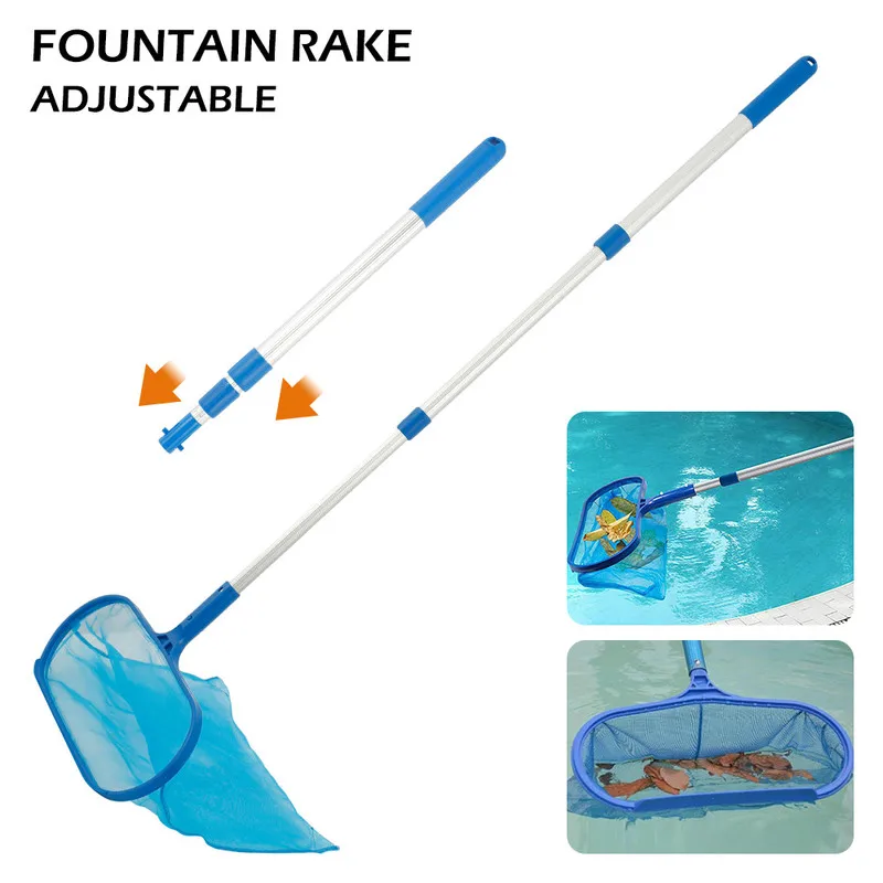 

Swimming Pool Cleaning Net Fountain Pool Tool with Telescopic Rod Stick Professional Outdoor Mesh Clean Garbage Leaves Tools