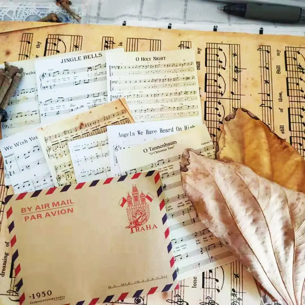 

8 PCS\SET Retro Mini Music Kraft Envelope Bag Decoration Cut Sticker Diy Ablum Diary Scrapbooking Label Stickers Stationery