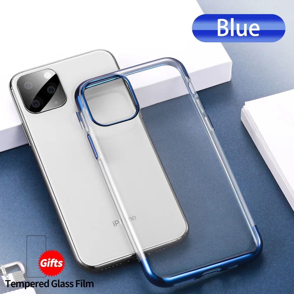 Силиконовый чехол SmartDevil из ТПУ с покрытием для iPhone 11 Pro Max мягкий чехол для телефона Прозрачный чехол для iPhone X XS Max XR - Цвет: blue