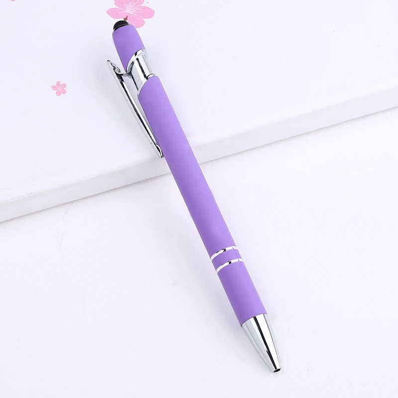 purple Роскошная матовая черная металлическая шариковая ручка с логотипом, шариковые ручки для письма, офиса, школьные принадлежности, персонализированные канцелярские принадлежности Bts - Цвет: purple