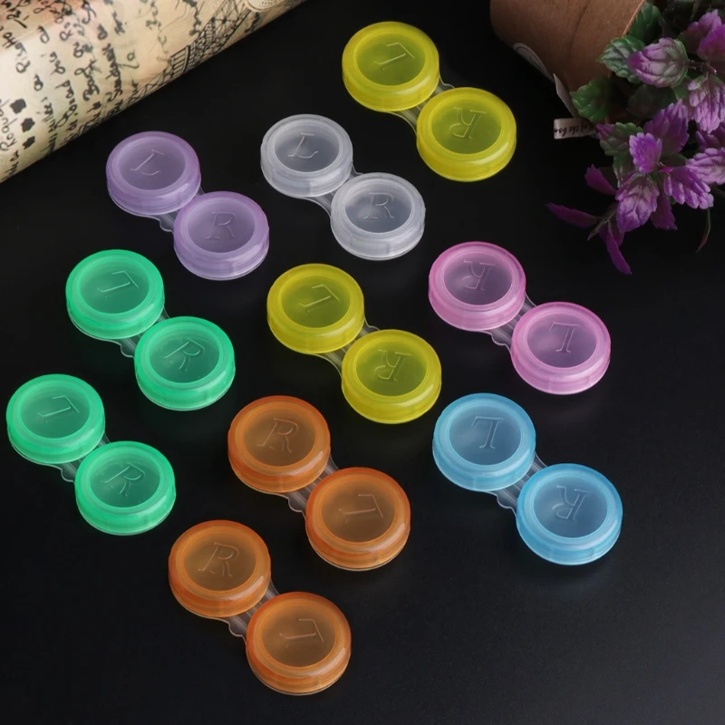 10Pcs contact lens L+R cases Storage Holder Soaking Container Travel