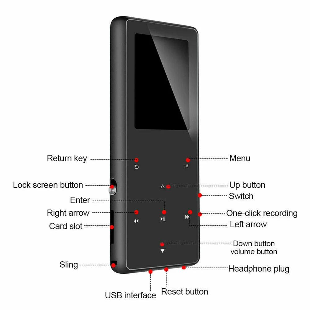 1.8in Bluetooth MP3 OLED экран умный металлический ультратонкий HIFI портативный музыкальный плеер LFX-ING