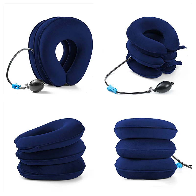 3 Layer Inflatable Neck Collar Traction Device for Pain Relief Soft Air Cervical Stretcher Pillow Back and Neck Massage