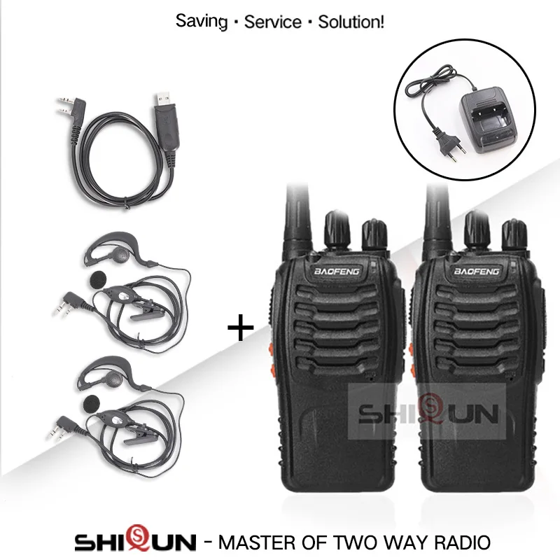 Baofeng BF-888S рация 888s UHF 5W 400-470MHz BF888s BF 888S H777 дешевый двухсторонний с USB зарядным устройством - Цвет: 2-1Cable-2HD