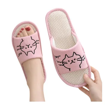 

SAGACE Summer Slippers Women Shoes Cat Hemp Linen Flip Flops Flat indoor & outdoor Sandals Non-slip Shoes Zapatos De Mujer