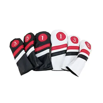 

3 Pcs Tour Golf Club Headcovers Driver PU Waterproof Fairway Hybrid Putter Cover Set Vintage Simple Design Sports Parts
