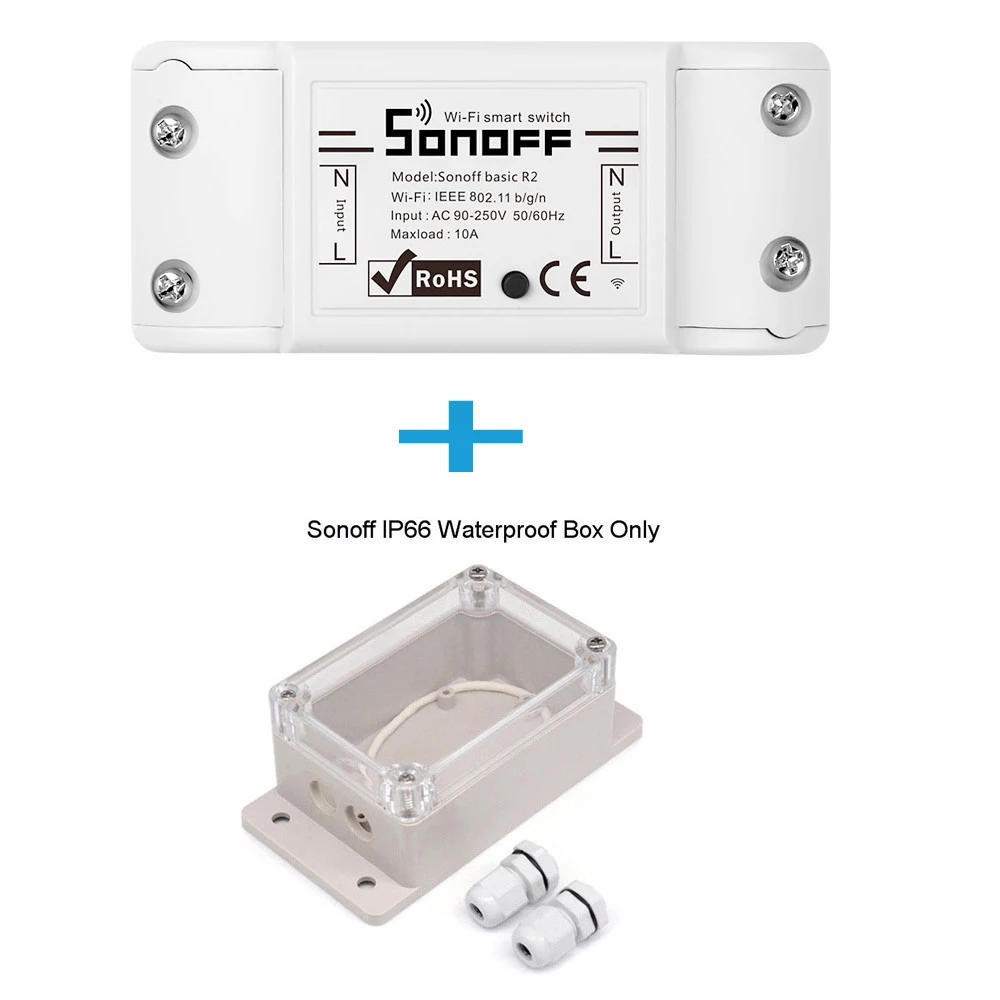 1pcs basic add cover SONOFF базовый модуль Wifi переключатель беспроводной релейный Переключатель Универсальный DIY умный дом 10A с Sonoff IP66 водонепроницаемая распределительная коробка - Комплект: 1pcs basic add cover