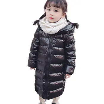 

Long Style Winter Kids Baby Clothing Warm Black Jacket For Toddler Girls Outfits Cotton-Padded Outerwear Age 2 To 7 Years Old