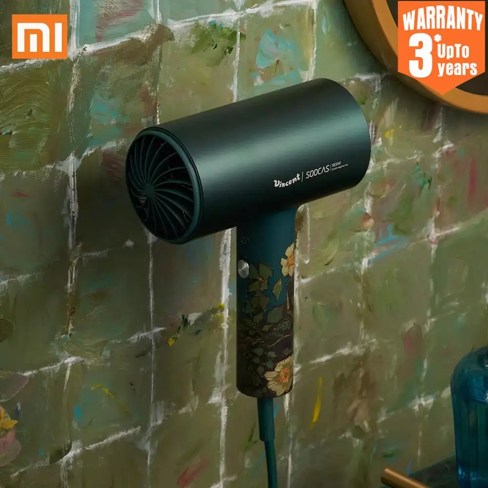 SOOCAS H5/ H3S/ HMH001 зеленый Анион Фен для волос Xiaomi Mijia 1800 Вт Профессиональный фен мощный