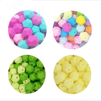 

10Pcs/Pack DIY Baby Teether Baby Nursing Teether Silicone Octagonal Beads Can Chew Jewelry Pram Toy Nursing Accessories