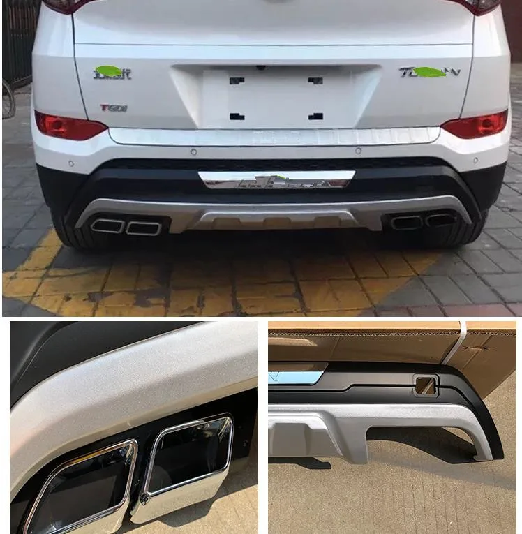 Car-styling for 2015-2018 Hyundai Tucson ABS car rear bumper exhaust pipe fake tail throat plating strip trim | Автомобили и