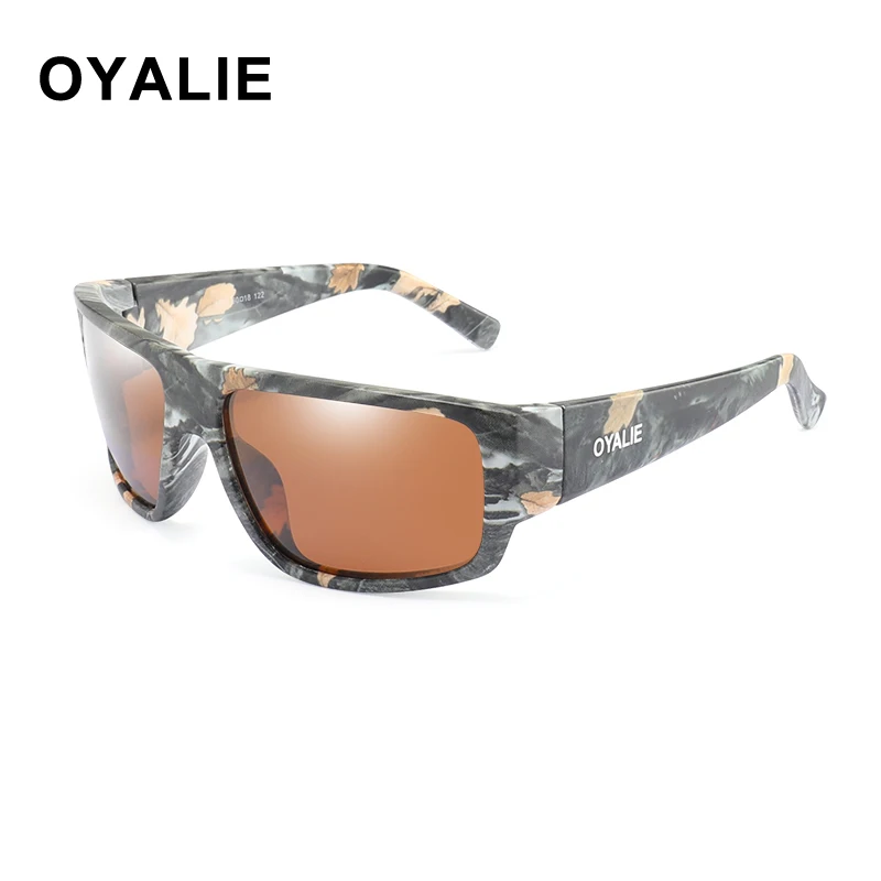 OYALIE, мужские очки, поляризационные, для ночного видения, камуфляжные солнцезащитные очки, для женщин, солнцезащитные очки, зеркальные, квадратные, Vitage, очки, UV400, Gafas de sol - Цвет линз: C4 Tea
