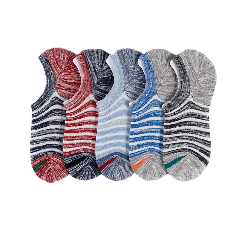 10Pairs High Quality Men Socks Cotton Large size Summer Fashion Striped Silicone Non-slip socks Soft Breathable Short Socks Male