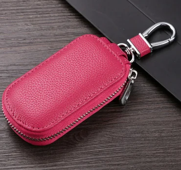 Rose Red Роскошные кошельки для ключей из натуральной кожи, унисекс, на молнии, сумка для ключей от машины, модные мини сумки для хранения для дам и джентльменов, Новые разноцветные - Цвет: Rose Red