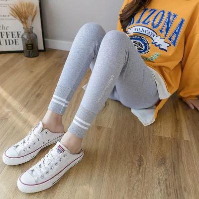 Light Grey 080# весенние хлопковые Обтягивающие Леггинсы для беременных с высокой талией, регулируемые брюки-карандаш для живота, Одежда для беременных женщин - Цвет: Light Grey