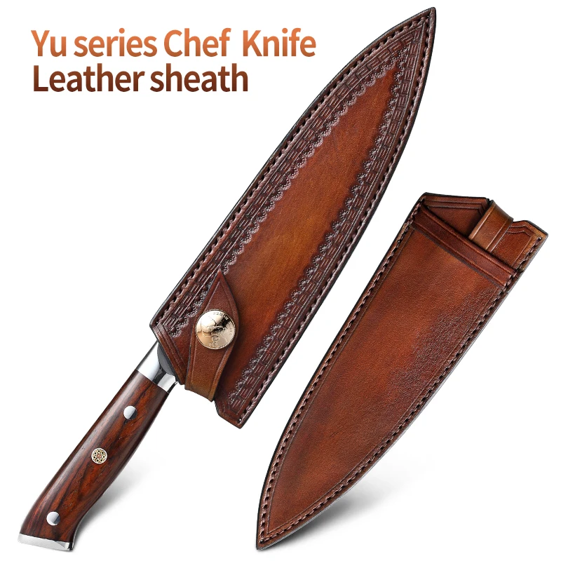 Yu Leather Sheath XINZUO Brand Chef Knife Leather Sheath Handmade Custom Italian First Layer Vegetable Tanned Leather Match Easier to Carry - Цвет: Yu Leather Sheath