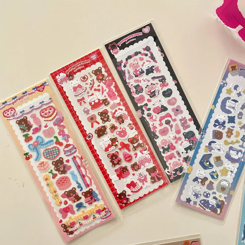 1Pc Ins Cute Cartoon Animal Laser Sticker Flakes Idol Card Deco Scrapbook DIY Material Decoration Kawaii Stationery Stickers