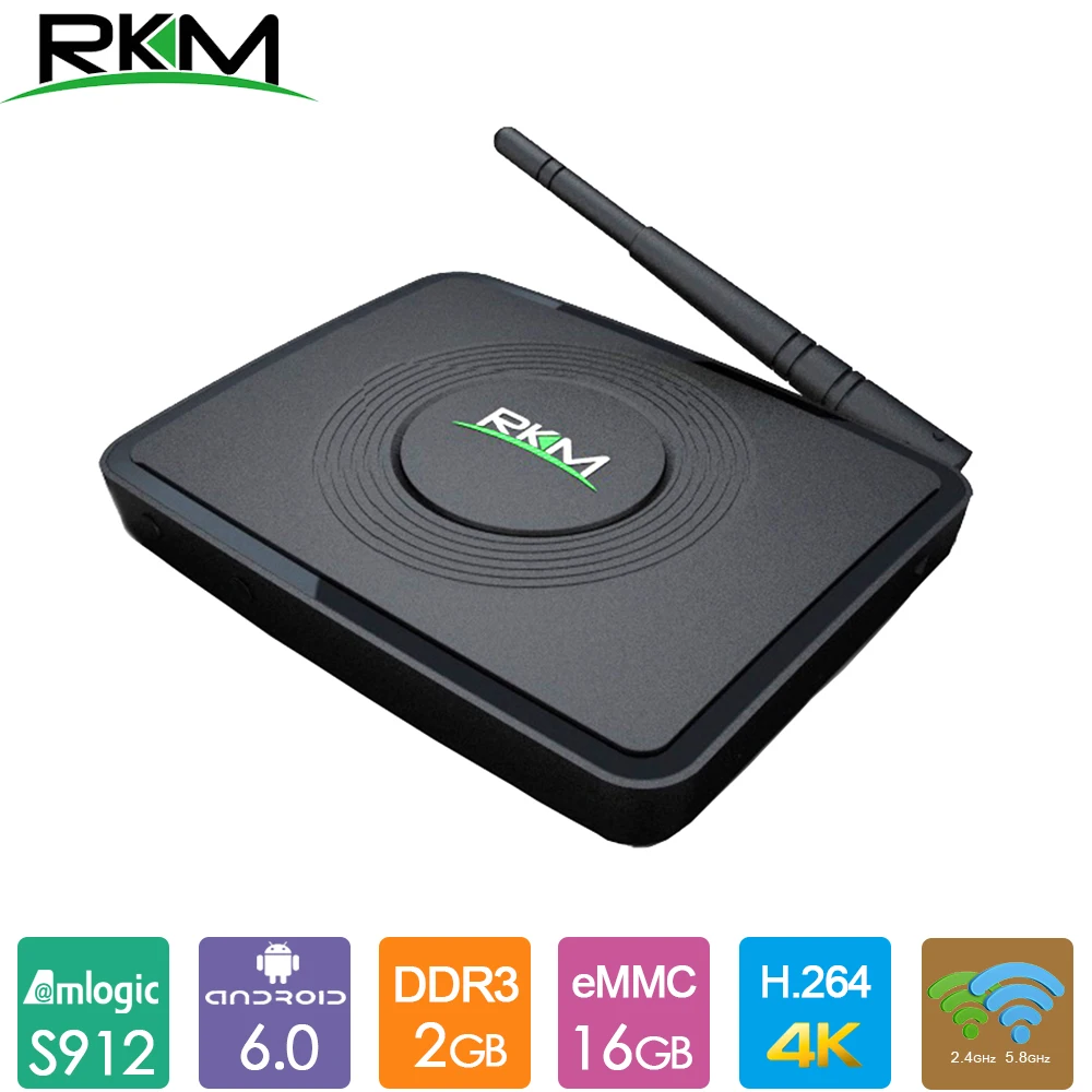 Смарт ТВ приставка RKM MK22 Amlogic S912 Android 6 0 2 ГБ 16 Duan Band Wi Fi 1000 м LAN 4K медиаплеер Bluetooth 4