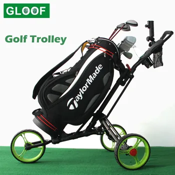

1Pcs Golf Pull Cart Foldable Light Weight 3 Wheel Golf Push Cart, Folding Golf Pull Trolley with Drink Holder
